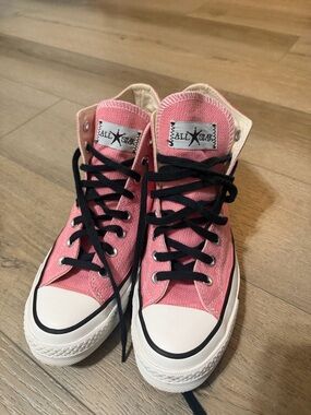 Stussy Pink High-Top converse Sneakers with Black Laces